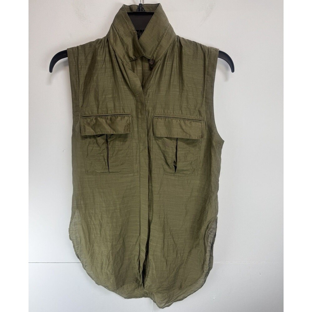 Helmut Lang Sleeveless Button Down Cotton/Silk Top Size: P (Petite)